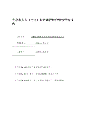 龙泉市乡乡街道财政运行综合绩效评价报告.docx