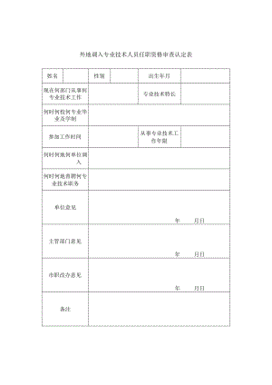 外地调入专业技术人员任职资格审查认定表.docx