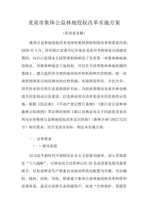 龙泉市集体公益林地役权改革实施方案.docx