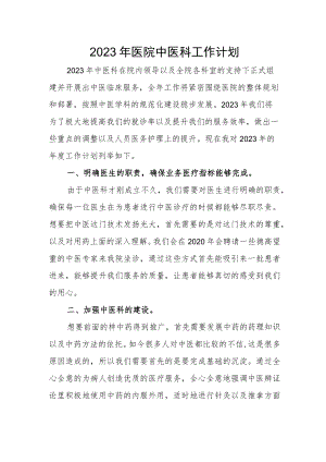 2023年医院中医科工作计划.docx