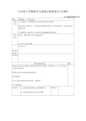 七年级下学期体育与健康全册教案共32课时.docx