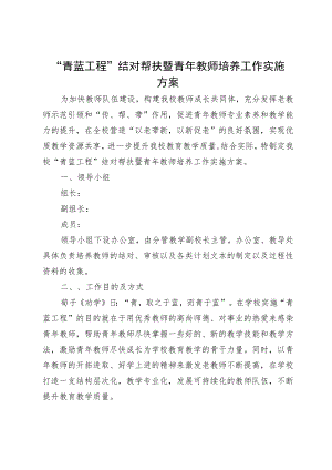 “青蓝工程”结对帮扶暨青年教师培养工作实施方案.docx