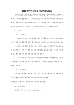 2023年市档案馆安全应急预案集萃.docx