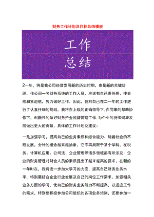 财务工作计划及目标总结模板.docx