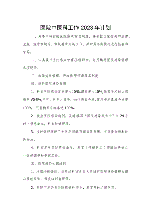 医院中医科工作2023年计划.docx