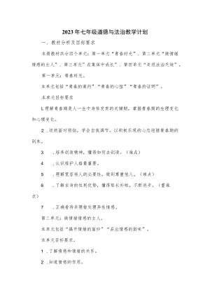 2023年七年级道德与法治教学计划.docx
