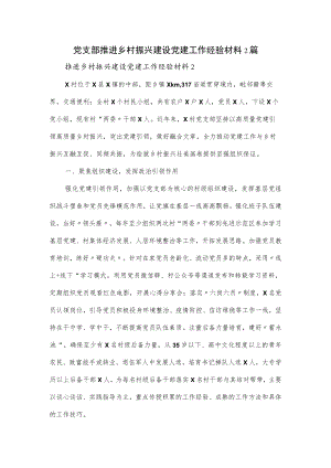 党支部推进乡村振兴建设党建工作经验材料2篇.docx
