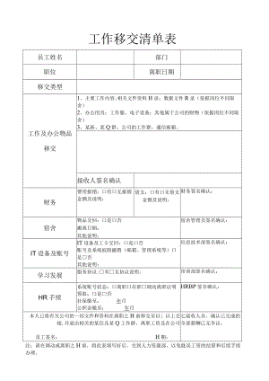 离职员工工作移交清单表.docx