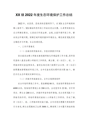 XX镇2022年度生态环境保护工作总结.docx