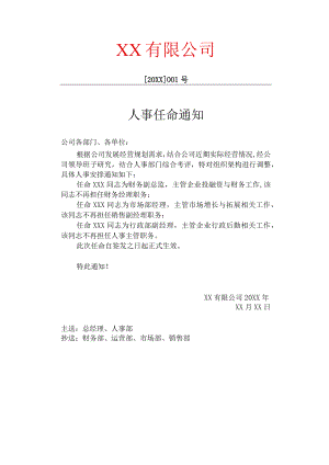 公司企业人事任命通知红头文件模板.docx