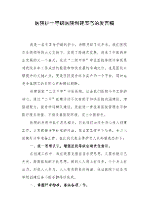 医院护士等级医院创建表态的发言稿.docx