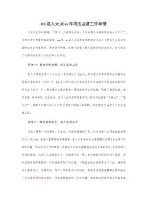 xx县人大20xx年司法监督工作举措.docx