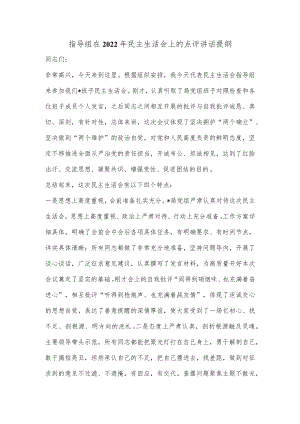 指导组在2022年民主生活会上的点评讲话提纲.docx