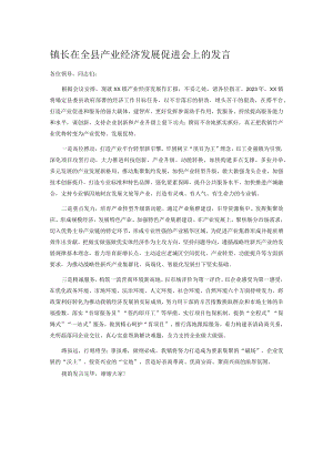 镇长在全县产业经济发展促进会上的发言.docx
