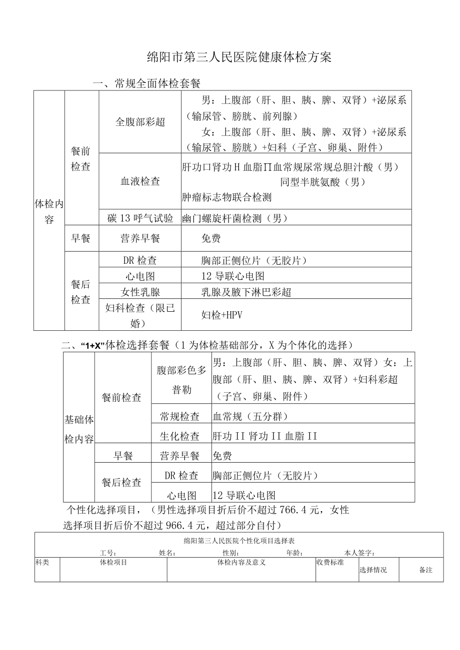 绵阳市第三人民医院健康体检方案.docx_第1页