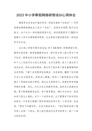 2023中小学寒假网络研修培训学习心得体会范文.docx