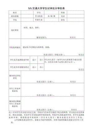 XX交通大学学生纪律处分审批表.docx