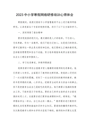 2023中小学寒假网络研修培训心得体会材料.docx