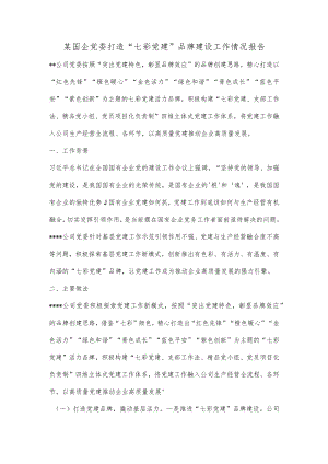某国企党委打造“七彩党建”品牌建设工作情况报告.docx