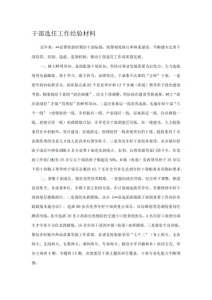 干部选任工作经验材料.docx