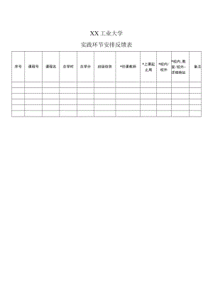 XX工业大学实践环节安排反馈表.docx
