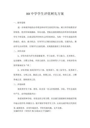 XX中学学生评优树先方案.docx