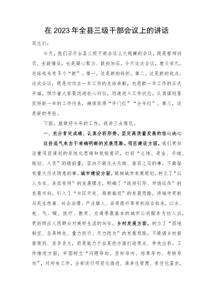 在2023年全县三级干部会议上的讲话.docx