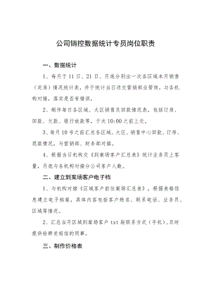 公司销控数据统计专员岗位职责.docx
