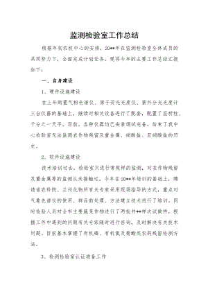 监测检验室工作总结.docx