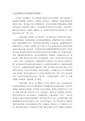 党支部领办合作社经验交流材料.docx