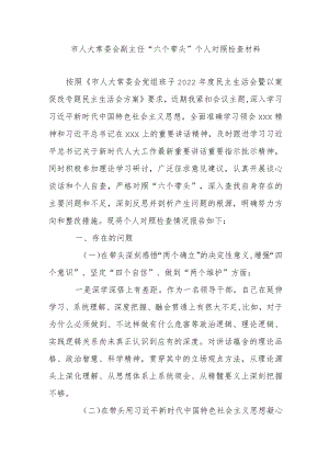 市人大常委会副主任“六个带头”个人对照检查材料.docx