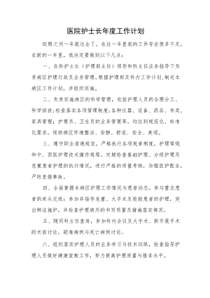 医院护士长年度工作计划.docx