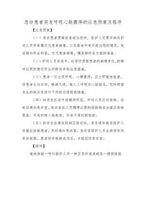 急诊患者突发呼吸心跳骤停的应急预案及程序.docx