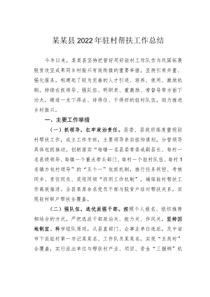 某某县2022年驻村帮扶工作总结.docx