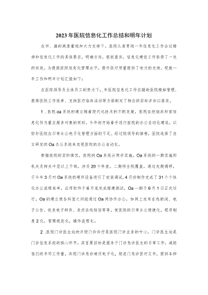 2023年医院信息化工作总结和明年计划.docx