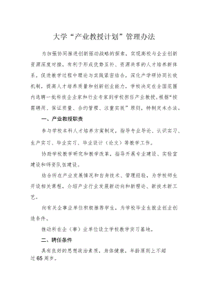 大学“产业教授计划”管理办法.docx