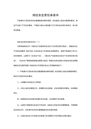 岗位安全责任承诺书【精选】(通用).docx