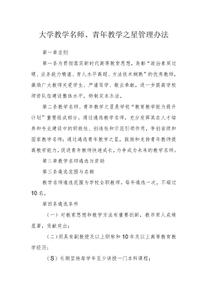 大学教学名师、青年教学之星管理办法.docx