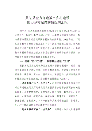 某某县全力打造数字乡村建设助力乡村振兴的情况的汇报.docx
