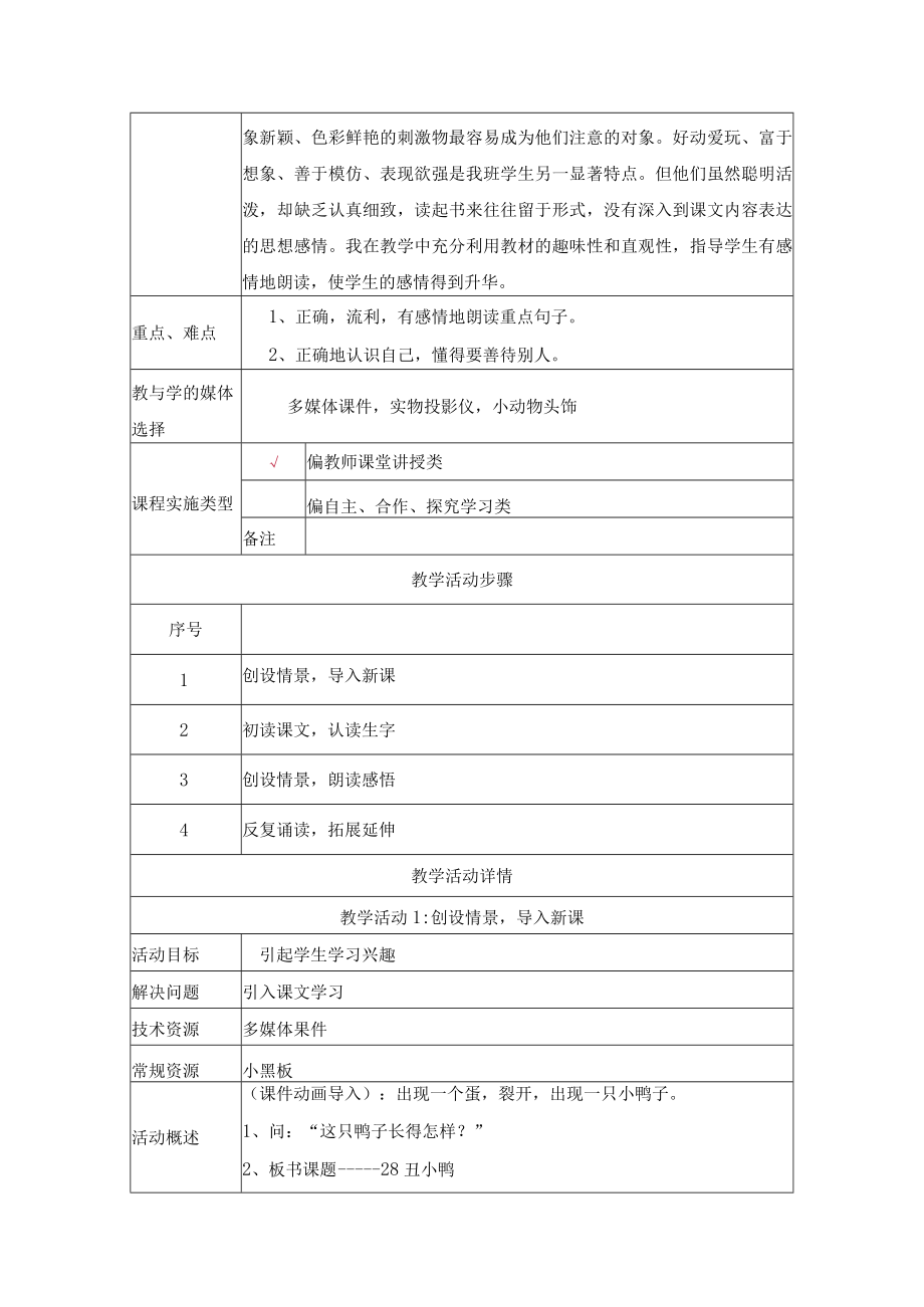 丑小鸭 教学设计.docx_第2页