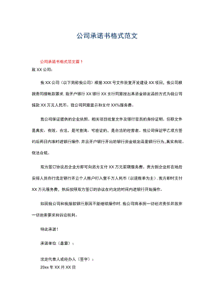 公司承诺书格式范文（精选9篇）.docx