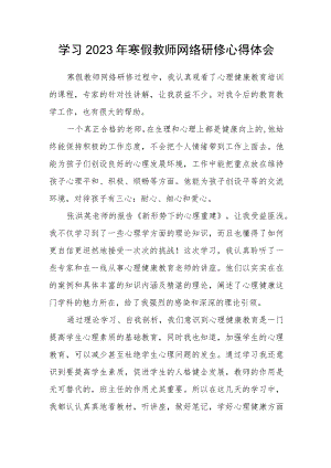中小学教师学习2023年寒假网络研修心得体会范文样本.docx