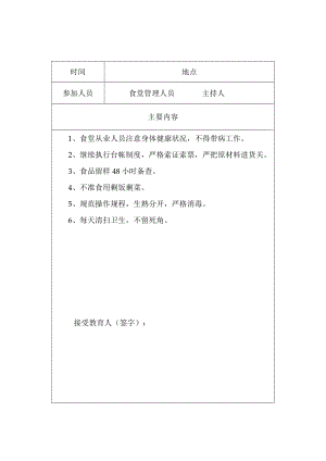 XX职业技术大学食堂安全督导教育记录.docx