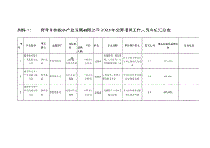 菏泽单州数字产业发展有限公司2023年公开招聘工作人员岗位汇总表.docx