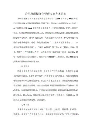 公司班组精细化管理实施方案范文.docx