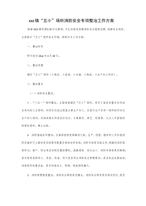 xxx镇“五小”场所消防安全专项整治工作方案.docx