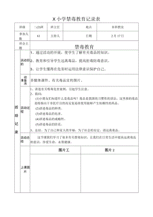 二（2）班禁毒主题班会记录表(2023版).docx