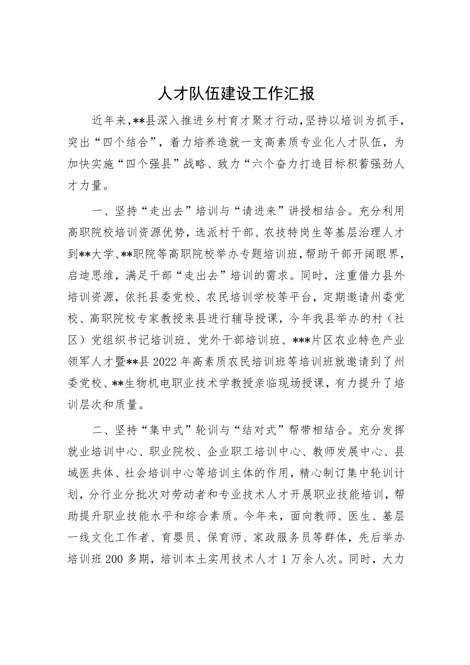 人才队伍建设工作汇报.docx_第1页