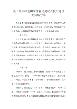 关于加快推进国家体育消费试点城市建设的实施方案.docx