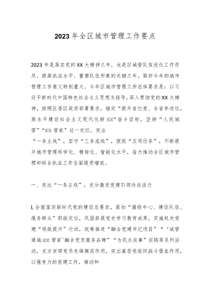 2023年全区城市管理工作要点.docx